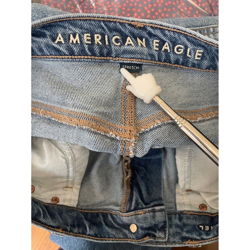 American Eagle Barrel Jeans Womens 2 Regular Medium Wash Blue Stretch High Rise - Picture 3 of 8
